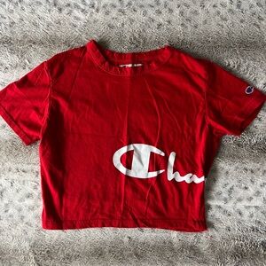 Champion Red Crop Top with Logo